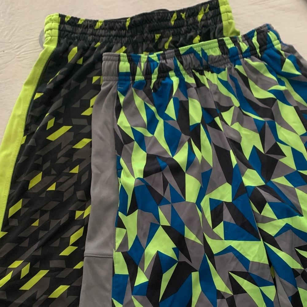Under Armour Boys' Neon Green, Blue & Gray Geometric Athletic Shorts Set
